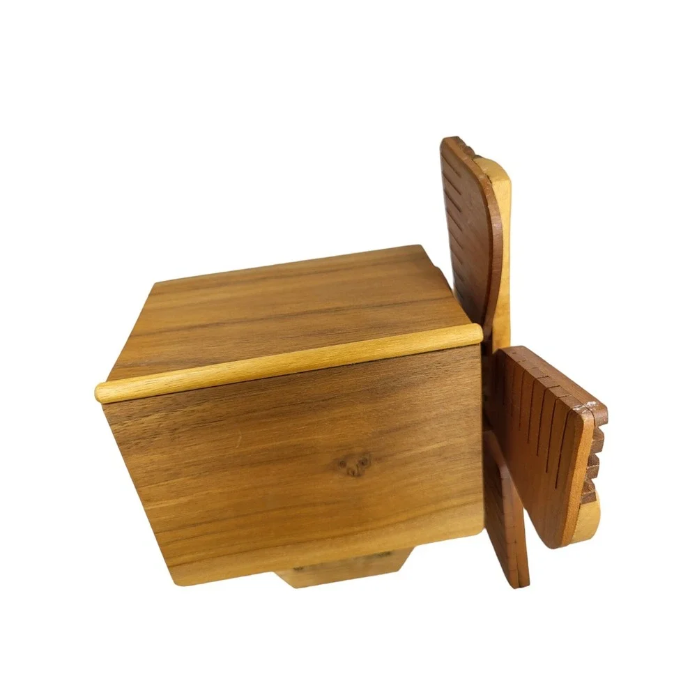 Vintage Wooden‎ Windmill Music Box Wind-up Blades Plays 'Skaters Waltz' Solid